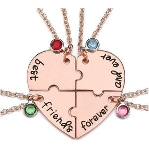 Best Friends Forever and Ever Necklaces for 3 BFF Heart Puzzle Matching Alloy Pe
